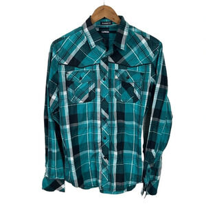 BF384 Mens Carbon Rue21 Classic Fit Trendy Plaid Button Down Shirt S